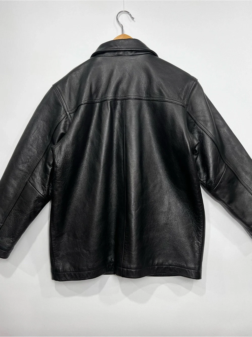 GAP Black Leather Zip Bomber Jacket